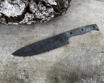 Cuchillo forjado artesanalmente. Haz tu propio mango. Cuchillo forjado a mano. Cuchillo sin mango. Cuchillo de hoja fija de acero al carbono. Cuchillo de caza.