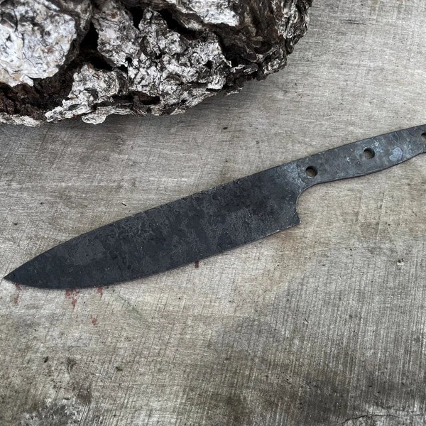 Forged handmade knife. Make your own handle. Hand forged knife. Knife without a handle. Carbon Steel Fixed Blade Knife. Hunting Knife.