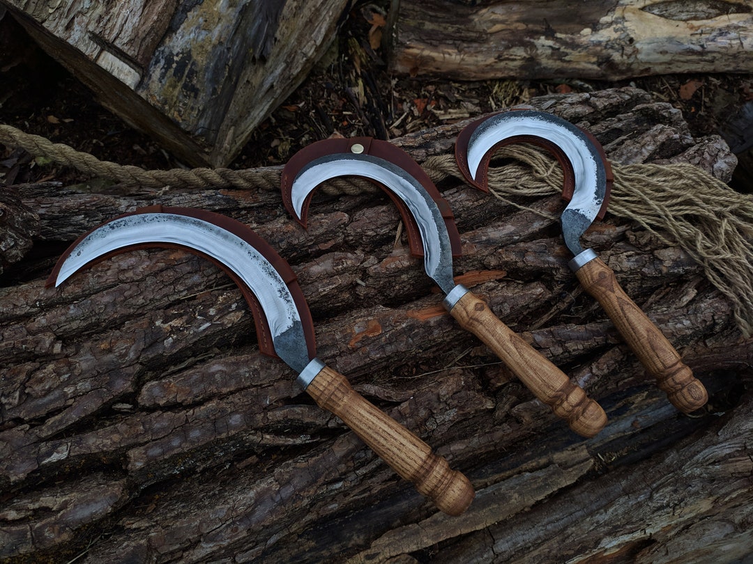Handmade Sickle Set 3pcs. the Tool for Herbalism. Braid