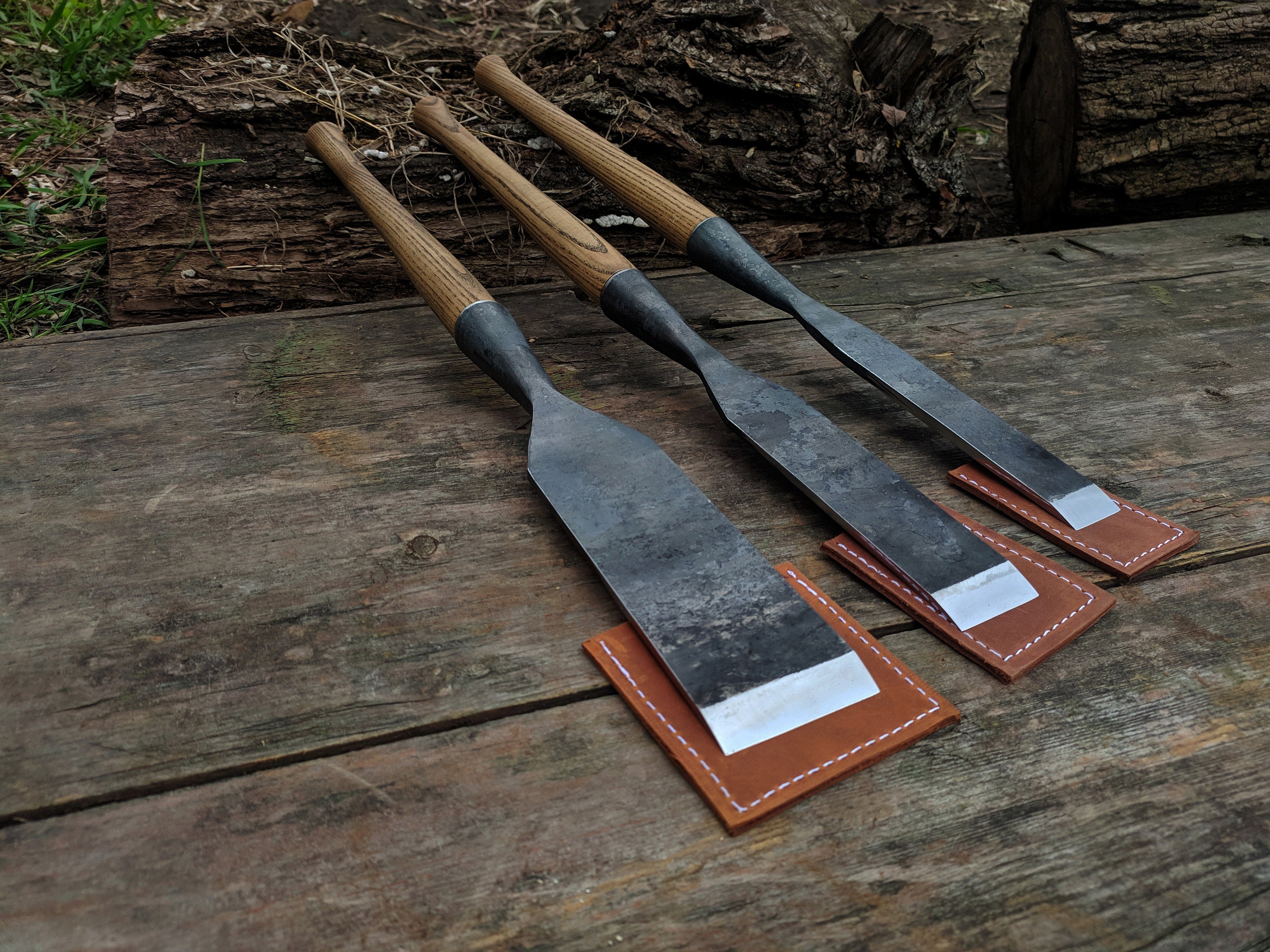 Forged Chisels With Leather Cover 3 PCS. Woodworking Tools. Forged Chisel.  Wood Carving Tool. Timber Framing Tools. Carpenters Chisel. Tools 