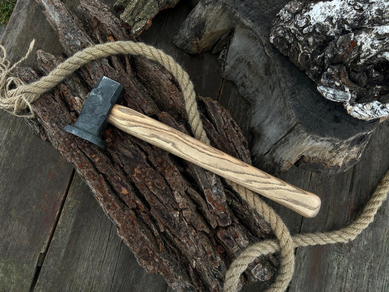 Hand Forged Hammer. Double round riveting hammer. Blacksmith hammer. Blacksmith tools. Impact hammer. Viking hammer. 3.5 lb ForgedSteelTools zdjęcie 1