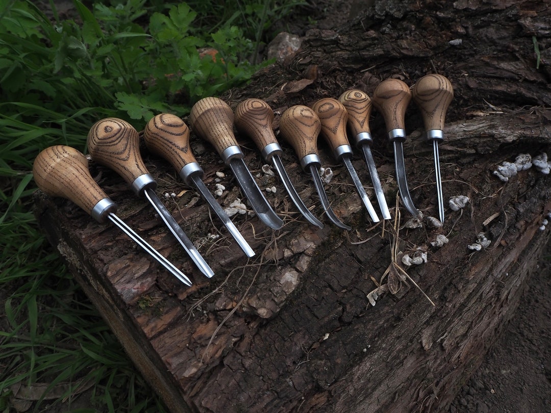 Set of Chisels 10pcs. Wood Carving Tools. Palm Chisel. Straight