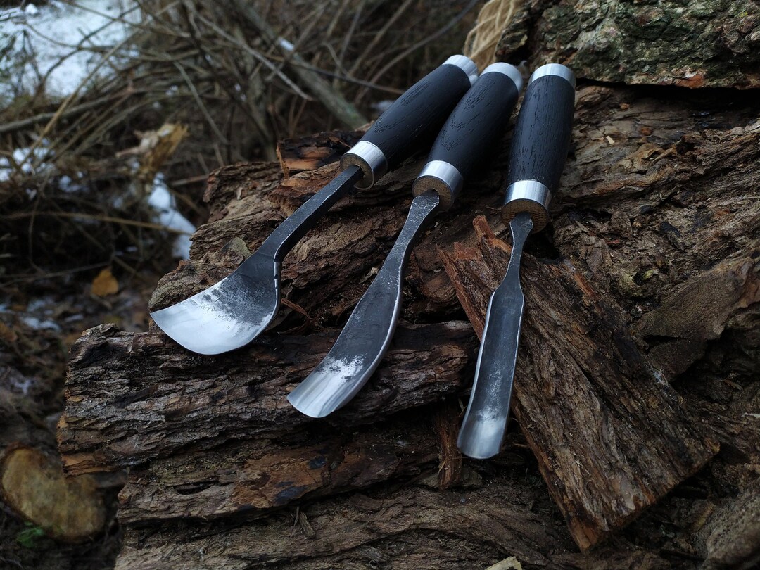 Bent gouge set (3 pc). Bent chisel, chisel, woodcarving chisels