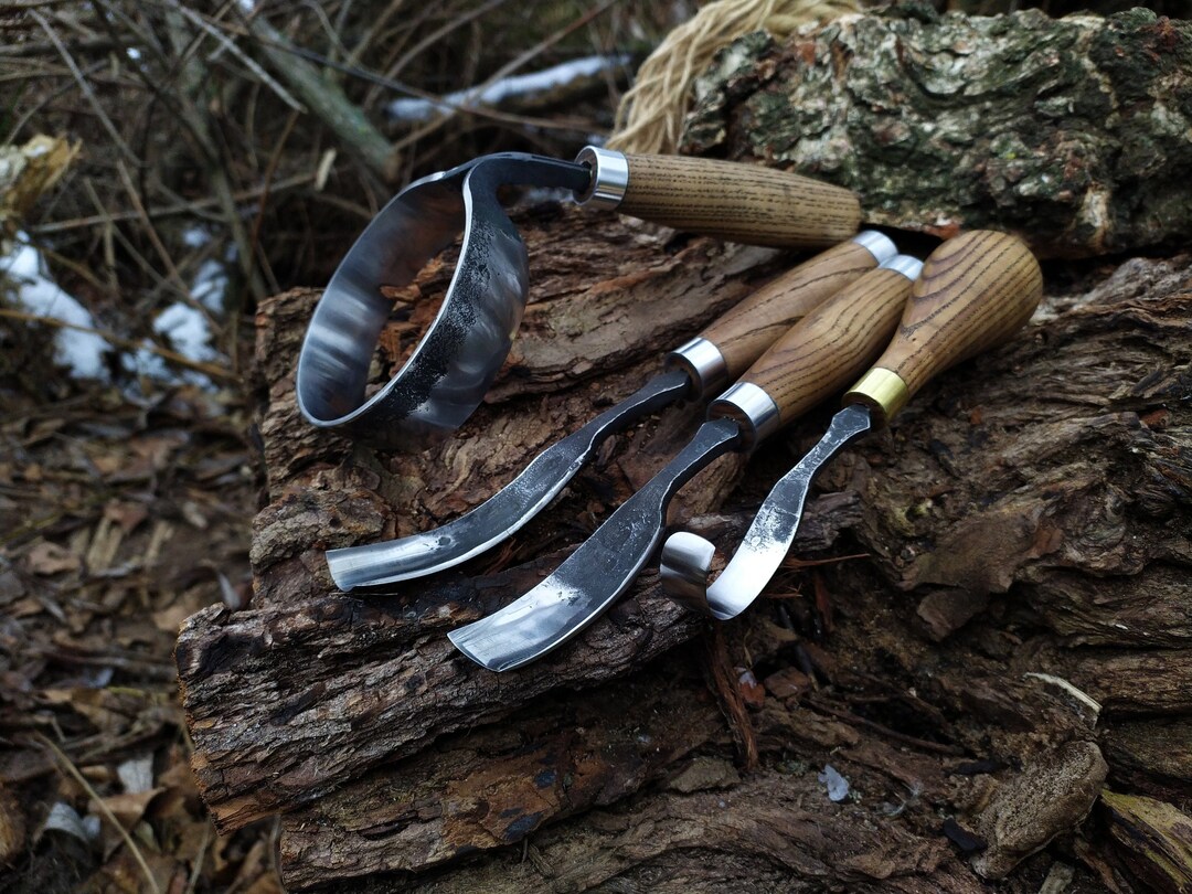 Bent Gouge Set 4pcs. Carving Hook Knife. Wood Carving Tools