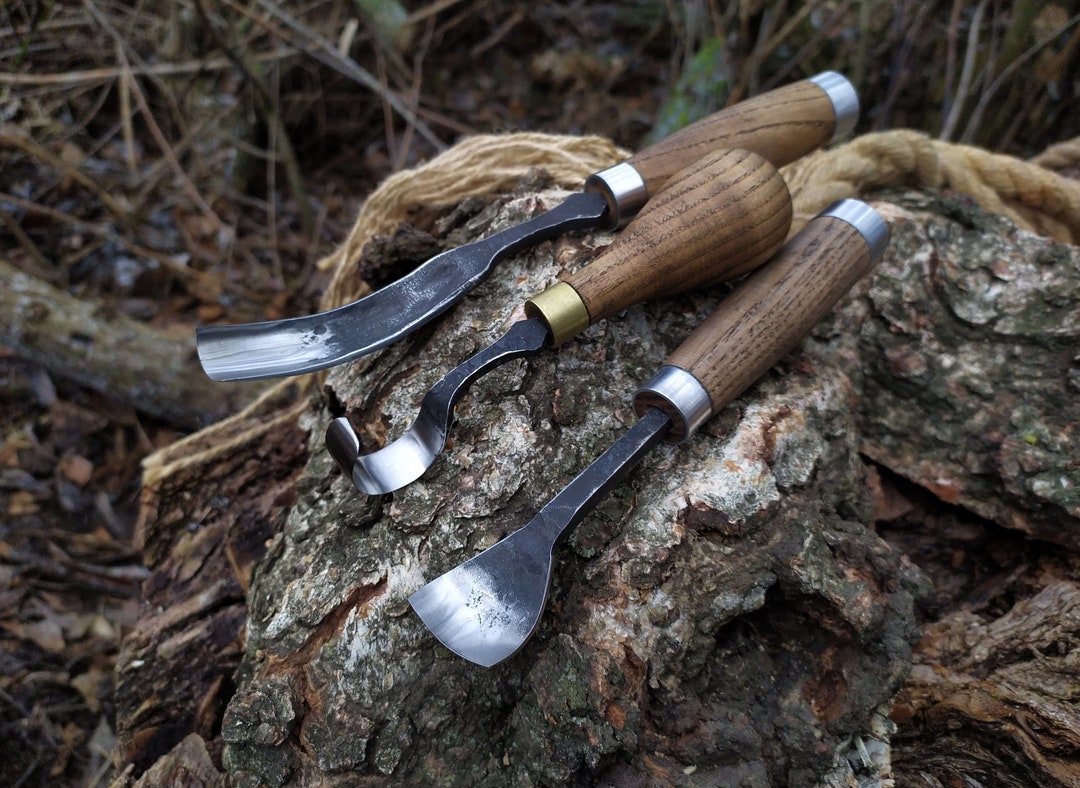 Forged Bent Gouge Set 3pcs. Carving Hook Knife. Wood Carving Tools ...