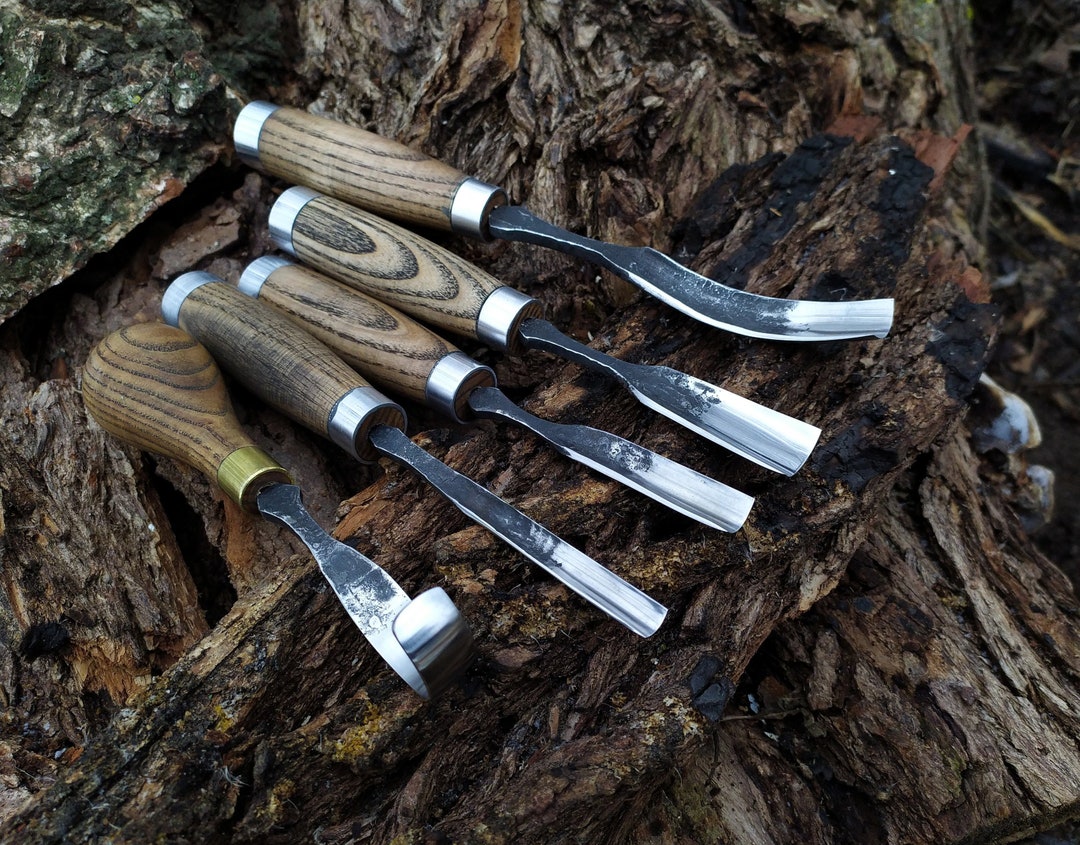 Forged Bent Gouge Set 5pcs. Straight Rounded Chisel. Bent Chisel ...