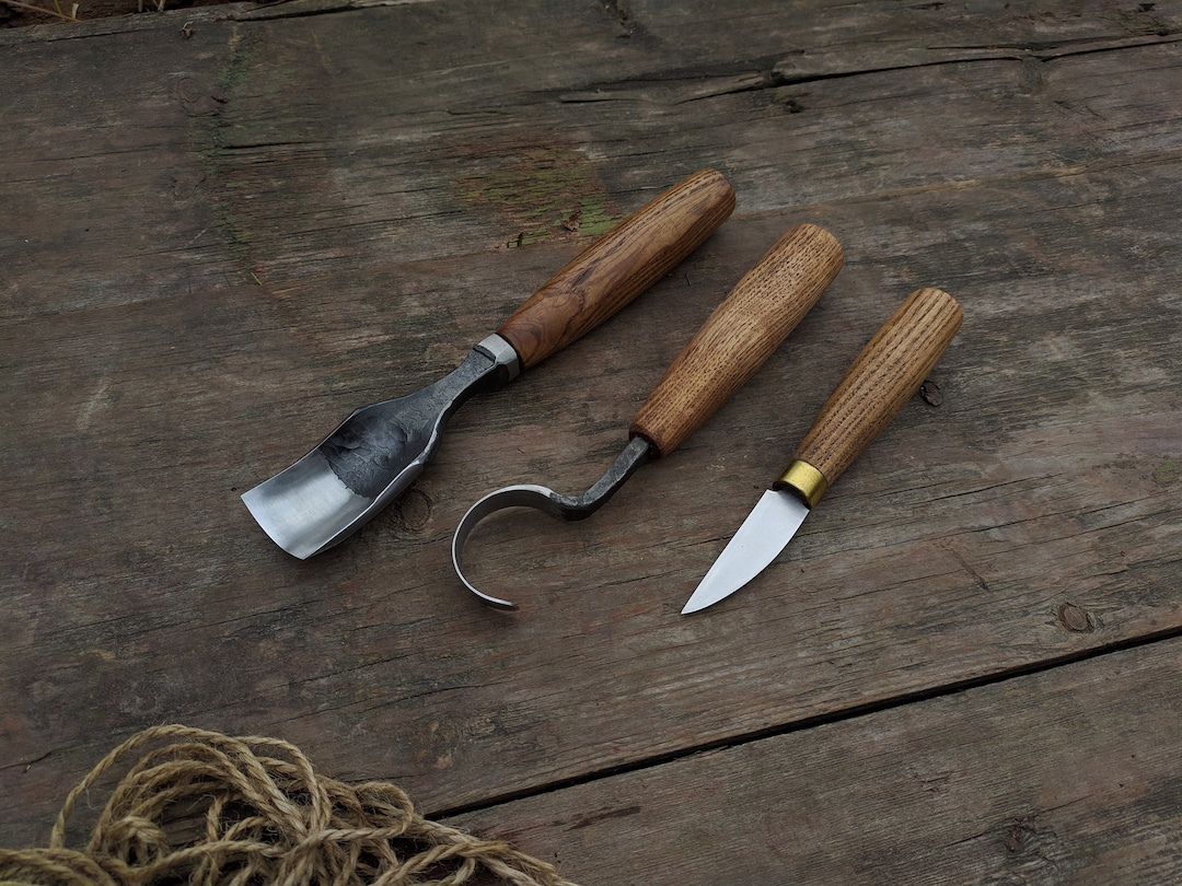 Forged Bent Gouge Set 3pcs. Carving Hook Knife. Wood Carving Tools ...