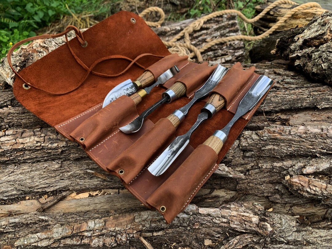 Bent Gouge Set 6pcs. Straight Rounded Chisel. Bent Chisel. Kuksa