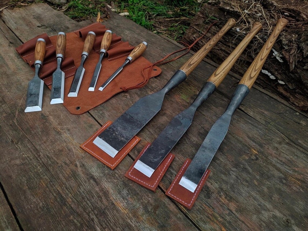 Carpenters Slick Chisel Set 8pcs. Chisel for a Wooden Frame. Straight