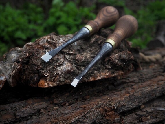 Forged Mini Chisels. Chisels for Wood Carving. the Chisels Are Curved. 