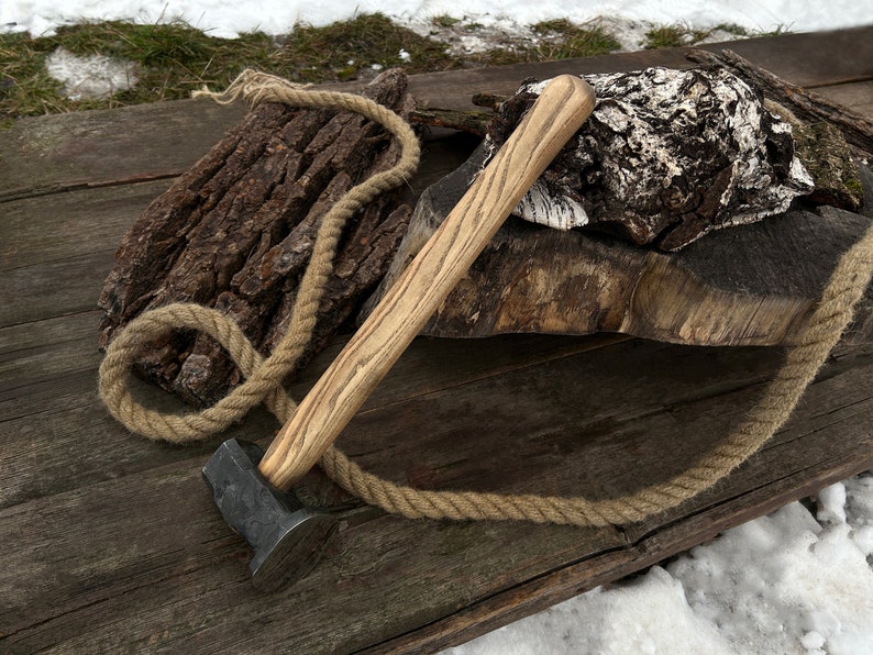 Hand Forged Hammer. Double round riveting hammer. Blacksmith hammer. Blacksmith tools. Impact hammer. Viking hammer. 3.5 lb ForgedSteelTools zdjęcie 9