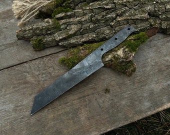 Forged handmade knife. Make your own handle. Hand forged knife. Knife without a handle. Carbon Steel Fixed Blade Knife. Hunting Knife.