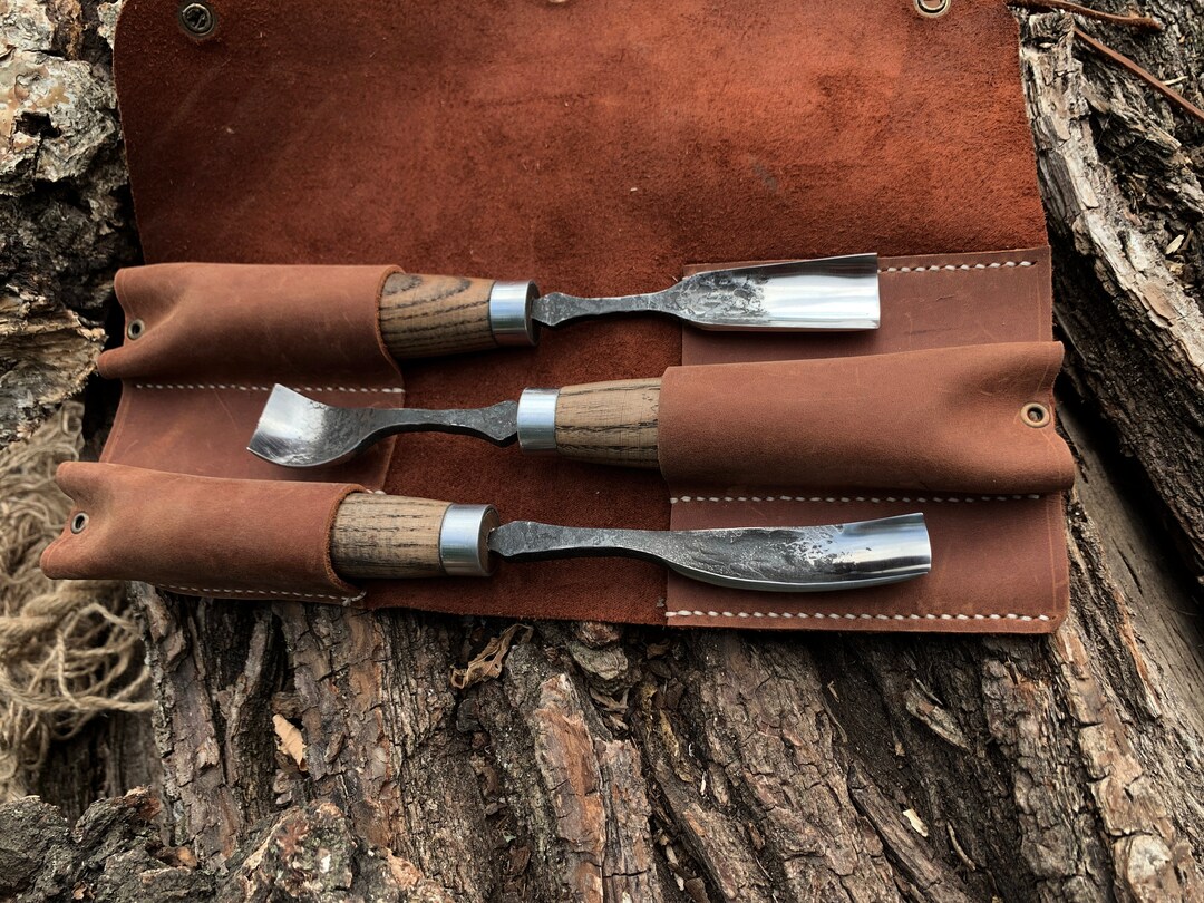 Knife Carving Tools. Forged Bent Gouge Set 3pcs. Straight - Etsy