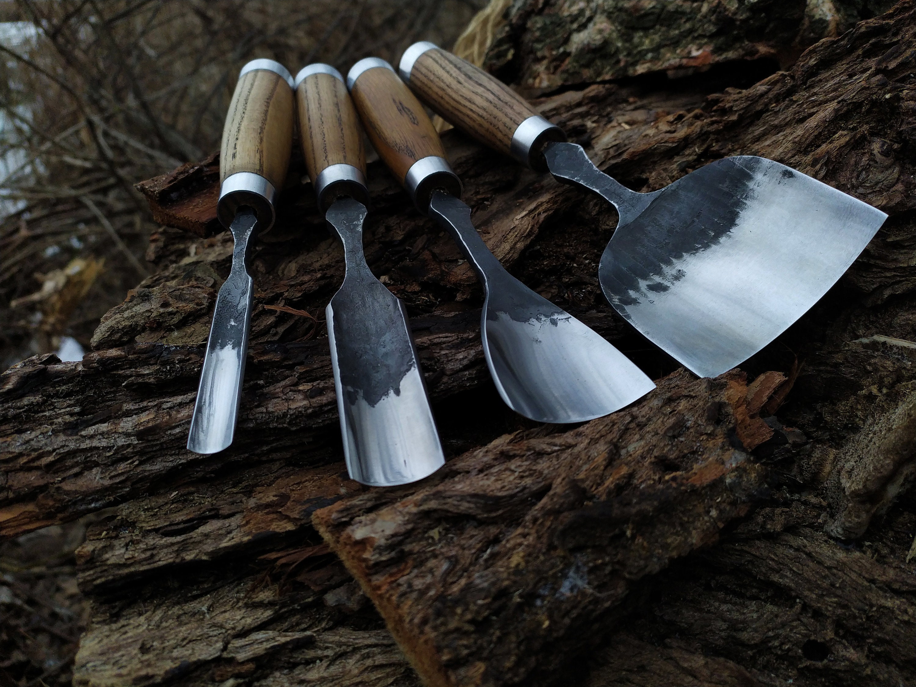 Set of 4 Spoon Bent Chisels carving tools Hand Power Hand Etsy