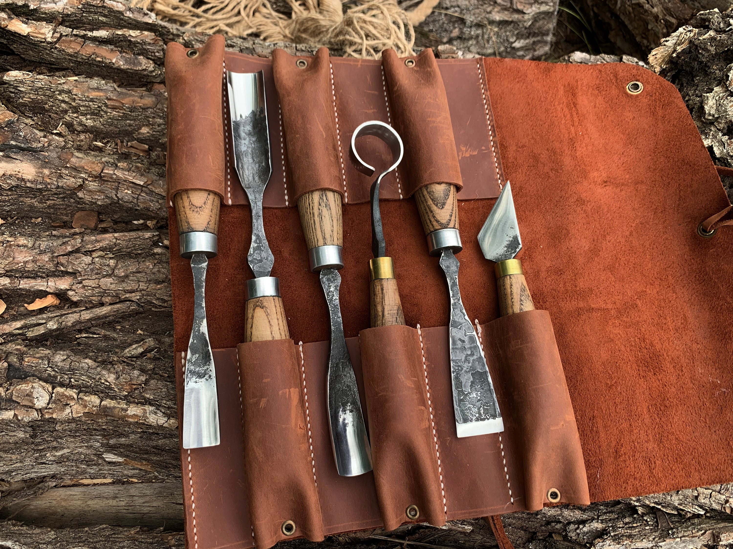 Forged Chisels With Leather Cover 6 PCS. Woodworking Tools. Forged Chisel.  Wood Carving Tool. Timber Framing Tools. Carpenters Chisel. Tools 