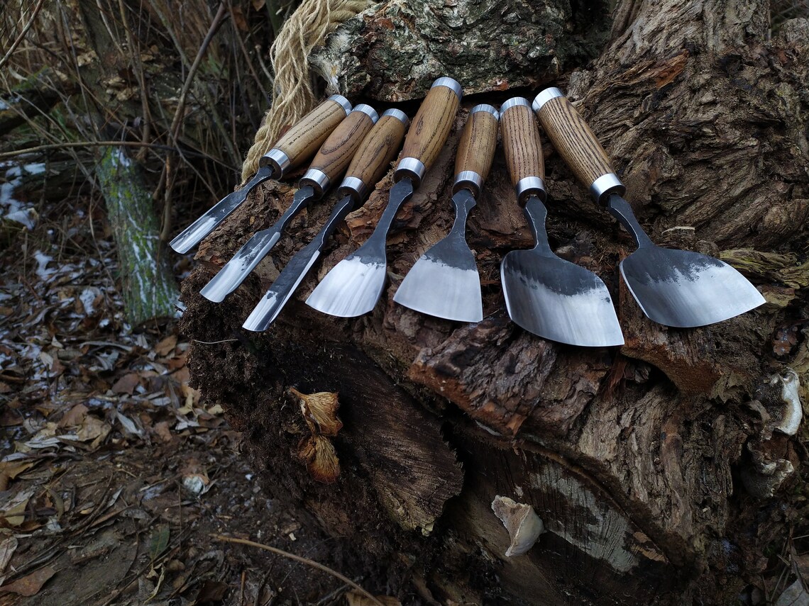 Set of 7 Spoon Bent Chisels Carving Tools Hand Power Hand Etsy