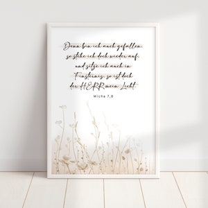 Poster Christlich | Bibelvers Hoffnung | Kunstdruck | Print - Ermutigung - Micha 7,8