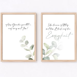 Bibelvers Christlich Poster-Set | Naturtöne Eukalyptus - Christliche Geschenkartikel | Ewigkeit