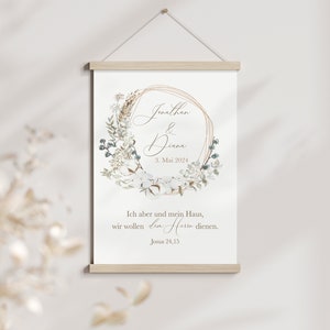 Hochzeitsposter Christlich | Bibelvers/Segenswunsch | Verlobung/Hochzeit/Ehe - personalisiert Hochzeitsdatum/Namen