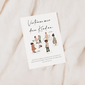 Postkarte Christlich "Vertraue mir dein Kind an" | Einschulung - Geburt/Babyparty| Ermutigung für Mütter/Frauen l Bibelvers