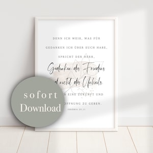 Christian Bible Verse Poster - Digital Download | Gift Item/Wall Decoration | Jeremiah 29:11