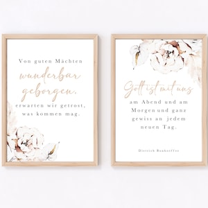Bibelvers Christlich Poster-Set | Naturtöne Beige - Christliche Geschenkartikel | Von guten Mächten