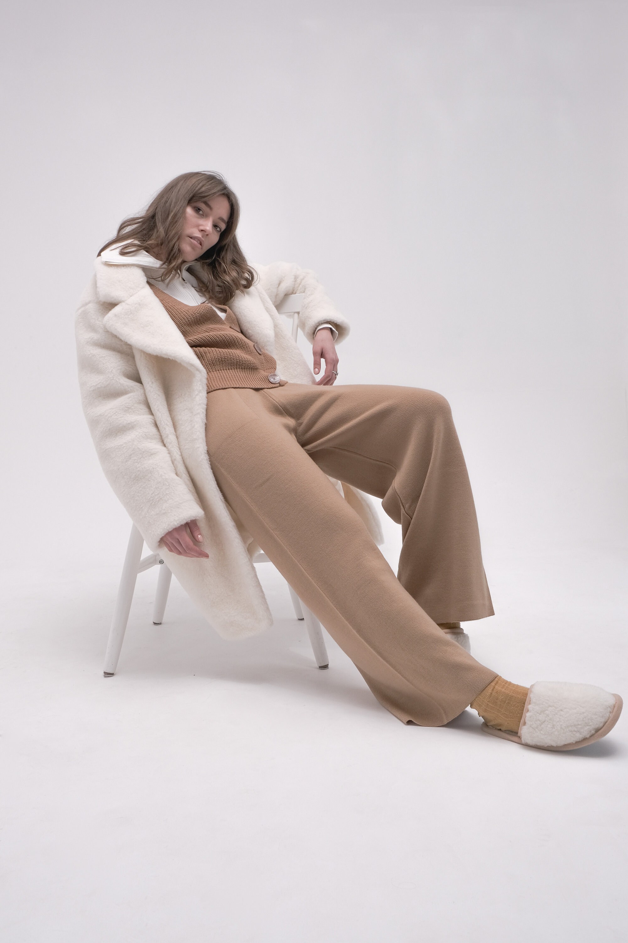 Elegant fur coat Long white fur coat Oversized Wool Coat Etsy