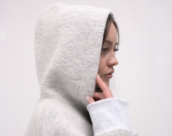 Cozy Oversized Merino wool hoodie, Warm hoodie, Limited edition cute hoodie, Breathable Trendy design Pullover, wool Jumper, Wool Sweater