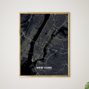 New York, New York Carte, New York Poster, NY, New York Print, Midnight New York Wall Art, New York Art, New York Gift, New York Decor - MN02