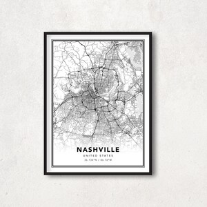 Nashville Map Print Poster, Nashville Tennessee, Nashville Map Wall Art, Nashville Wall Decor, Gift Map Nashville Minimalist - MPN07