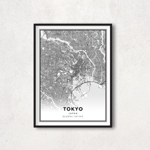 Tokyo Map Print, Japan, Tokyo Poster, Tokyo Art, Tokyo Map Decor, Tokyo Wall Art, Tokyo Wall Decor, Minimalist Map - MPT04