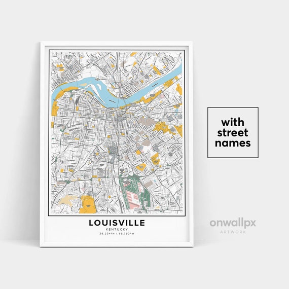 Louisville Kentucky City Map Art Print