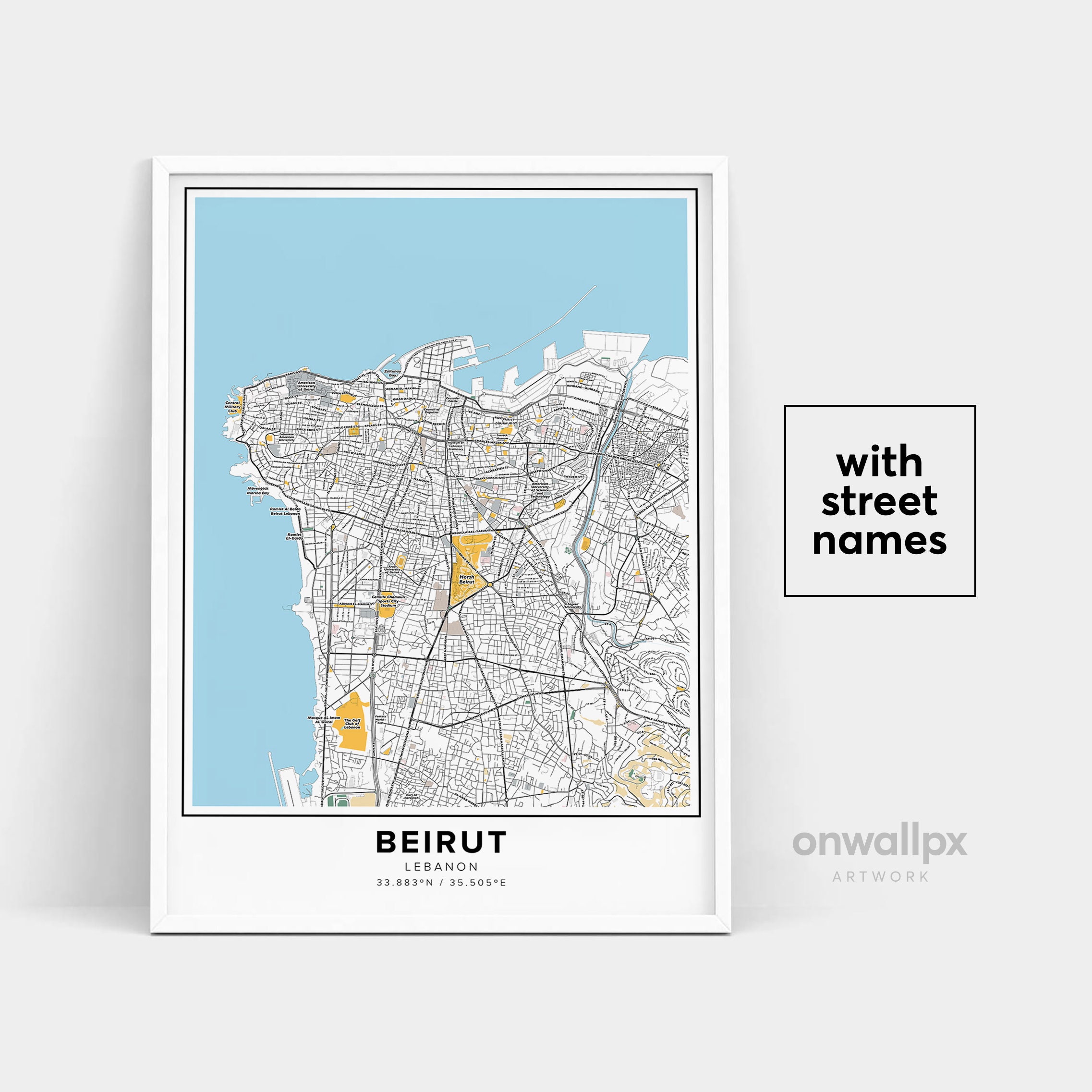 Beirut Map Print, Street Names Beirut Print, Printable Map Of Beirut, City Map Art, Beirut Lebanon Map Art, Travel Gift Poster