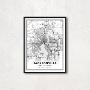 Jacksonville Map Print, Jacksonville Wall Art, Jacksonville City Map, Jacksonville Decor, Jacksonville Gift Map, Minimalist Map - MPJ16