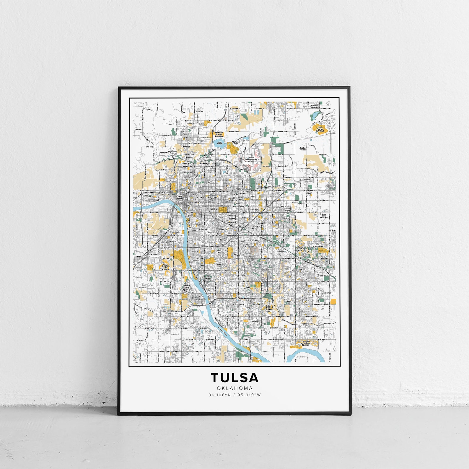 Tulsa Map Print, Street Names Tulsa Print, Printable Map of Tulsa, City ...