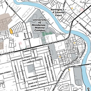 Davao City Map Print, Street Names Davao City Print, Map of Davao City ...