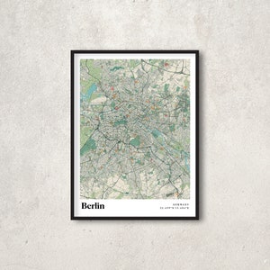 Impression carte de Berlin, affiche de Berlin rétro, art mural de Berlin vintage, carte de Berlin, Allemagne Cadeau Berlin, décoration de Berlin, RC01