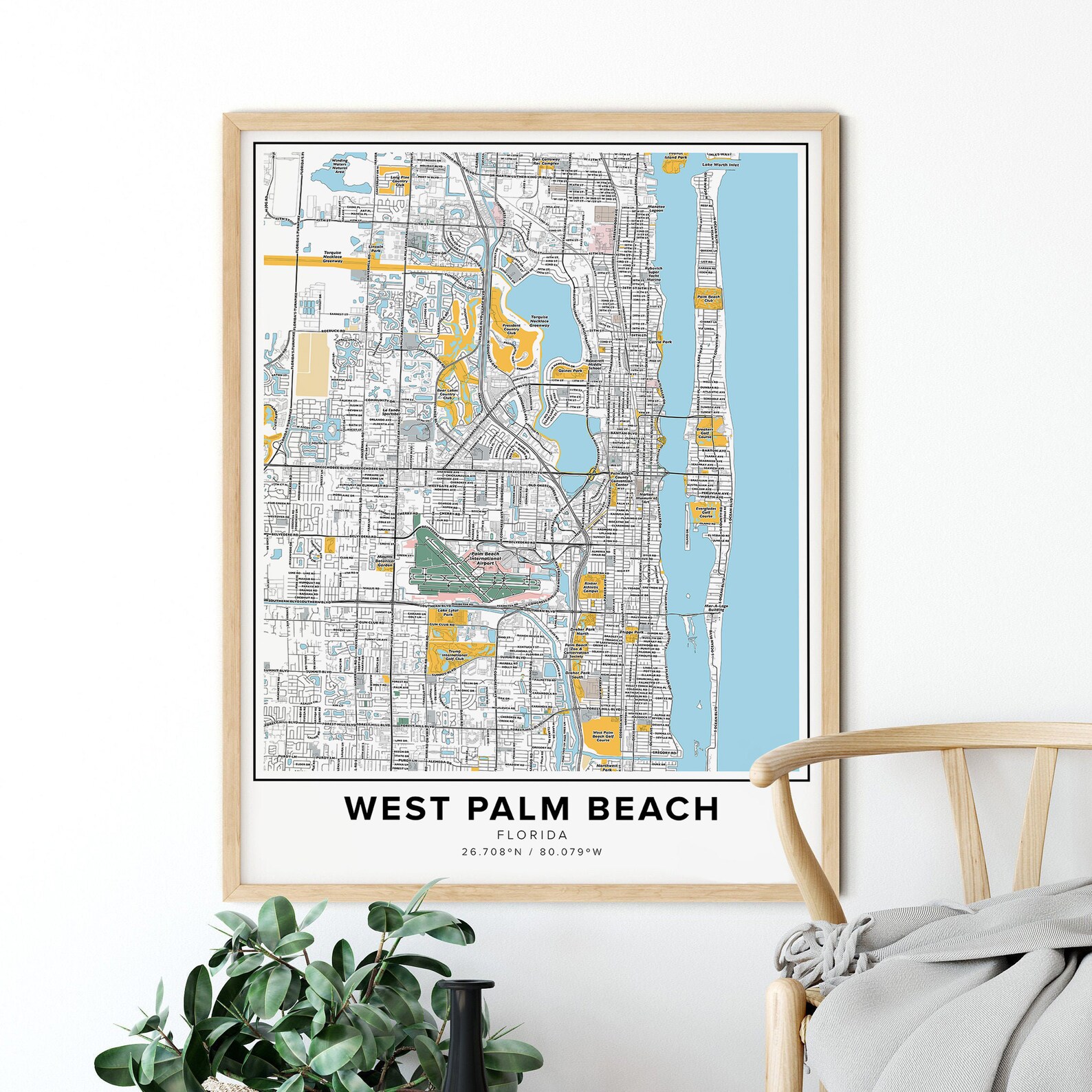 West Palm Beach Map Print With Street Names - Etsy