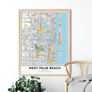 West Palm Beach Map Print, Street Names Map, City Map Art, Map of West ...
