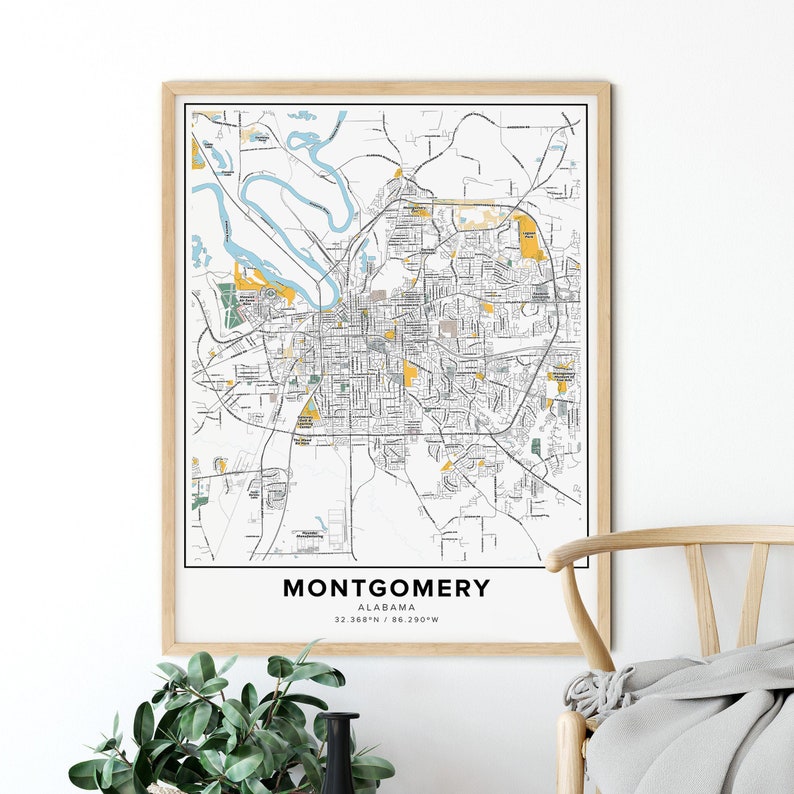 Montgomery Map Print, Street Names Montgomery Print, Printable Map Of Montgomery, City Map Art, Montgomery Alabama Map, Travel Gift Poster image 5