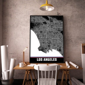 Los Angeles Map Print, Los Angeles California Map Wall Art, Los Angeles Decor, Printable Map Los Angeles, City Map Art, Travel Gift Poster