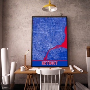 Impressão de mapa de Detroit, arte de parede de mapa de Detroit Michigan, impressão de decoração de Detroit, impressão de pôster mapa de Detroit, arte de mapa da cidade, pôster de presente de viagem