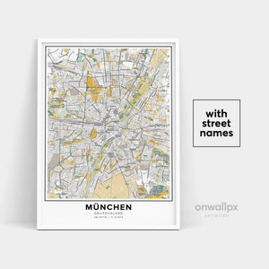 Munich Map Print, Street Names Munich Print, Printable Map Of Munich, City Map Art, Munich Germany Map Art, Travel Gift Poster