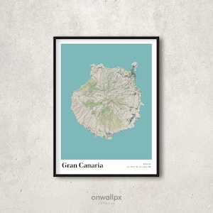 Impression d’affiche de carte de Gran Canaria, décor de carte rétro de Gran Canaria, carte cadeau vintage de Gran Canaria, carte rétro de Gran Canaria Espagne, art intérieur