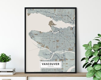 Vancouver Canada Map Art Print, Detailed City Map Poster