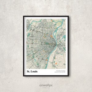 St. Louis Map Print Poster, Retro St. Louis Map Decor, vintage St. Louis Gift Wall Art, Retro Map of St. Louis Missouri Wall Decor, RC41