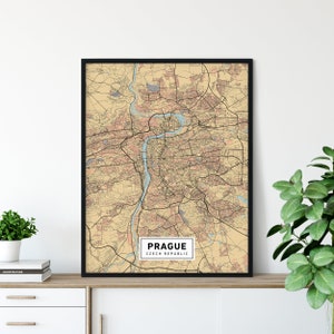 Praag Kaart, Praag Tsjechië Kaart, Praag Print, Praag Poster Wall Art, Kaart van Praag, Praag Kaart Kunst, Stadsplattegrond Praag, MC10