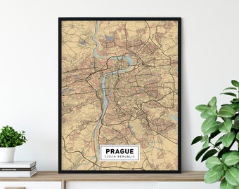Praag Kaart, Praag Tsjechië Kaart, Praag Print, Praag Poster Wall Art, Kaart van Praag, Praag Kaart Kunst, Stadsplattegrond Praag, MC10