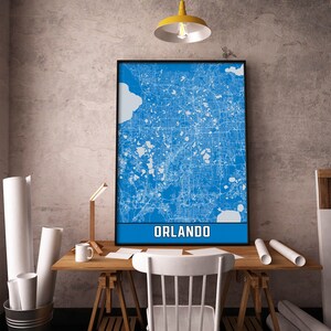 Orlando Kaart Afdrukken, Orlando Florida Kaart Wall Art, Orlando Decor Print, Poster Print Kaart van Orlando, City Map Art, Reizen Gift Poster