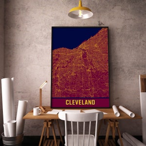 Cleveland Map Print, Cleveland Ohio Map Wall Art, Cleveland Decor Print, Carte imprimable de Cleveland, City Map Art, Affiche cadeau de voyage